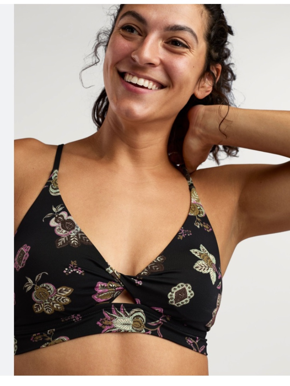 Carve Designs Black & Pink Floral Bikini Top